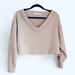 Altar'd State Blush Pink V-Neck Cropped Top, NWT